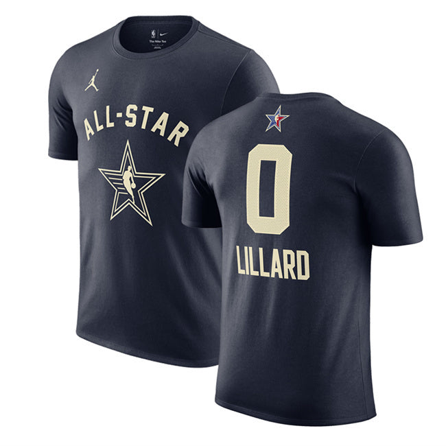 2024 All-Star #0 Damian Lillard Navy T-Shirt Style 1