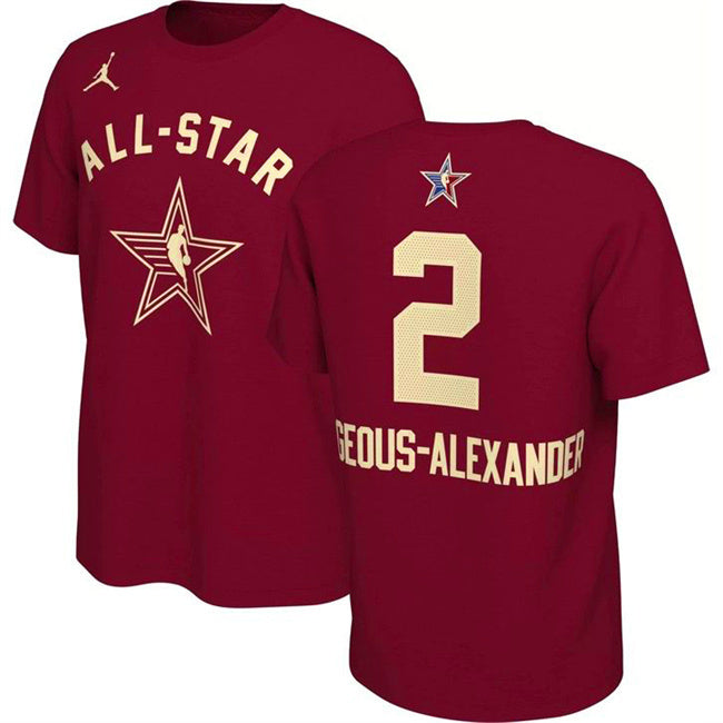 2024 All-Star #2 Shai Gilgeous-Alexander Crimson T-Shirt Style 2