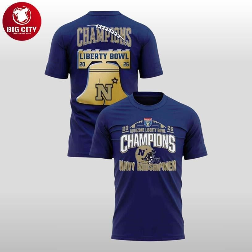 2026 Navy Midshipmen Autozone Liberty Bowl Champions Two Sided Shirt