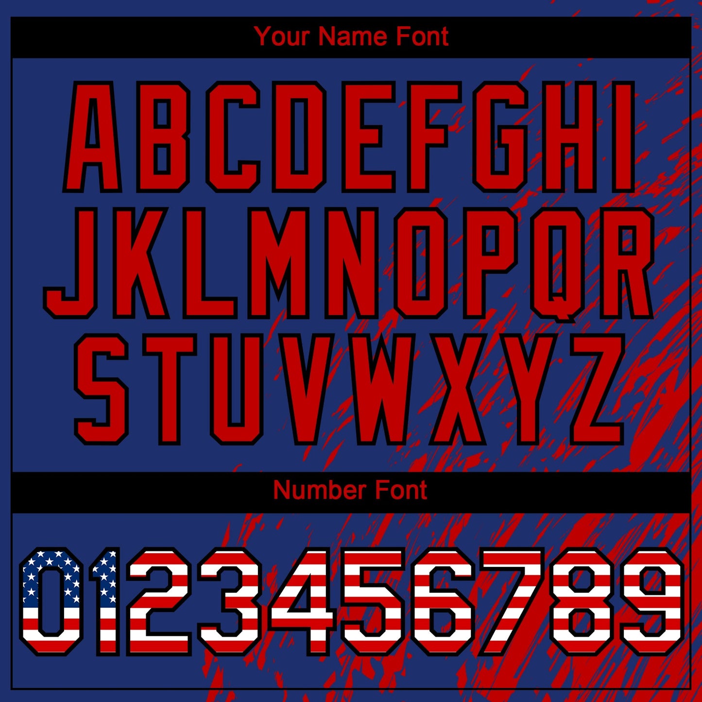Custom Royal USA Flag Red-Black Paint Stroke Grunge Streak Authentic Baseball Jersey