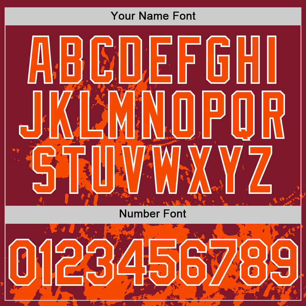 Custom Crimson Orange-White Splatter Authentic Baseball Jersey