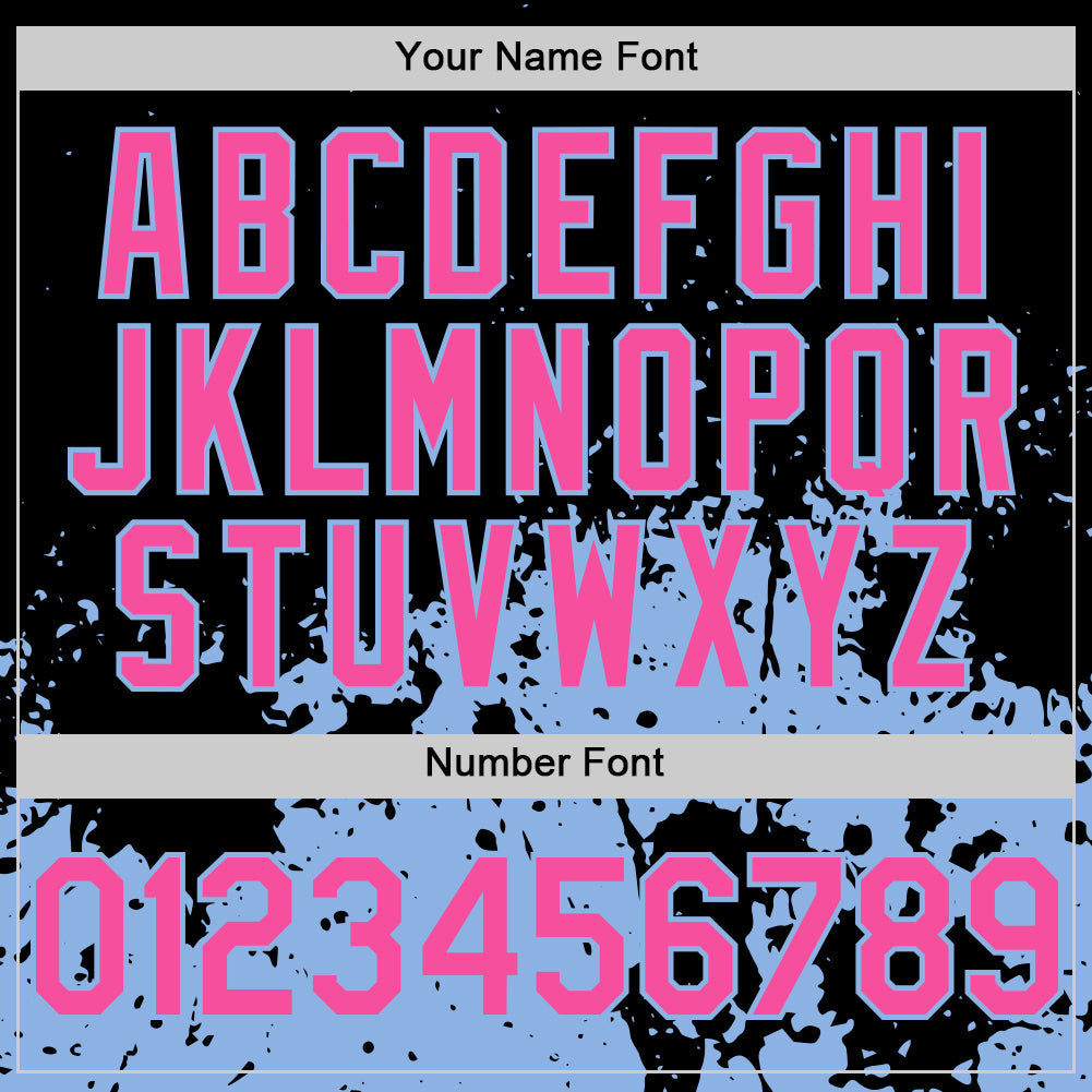 Custom Black Pink-Light Blue Abstract Splatter Grunge Authentic Baseball Jersey