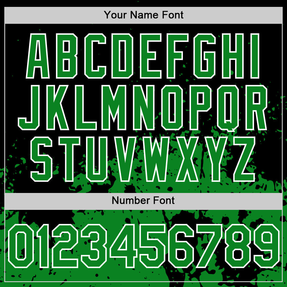 Custom Black Grass Green-White Abstract Splatter Grunge Authentic Baseball Jersey