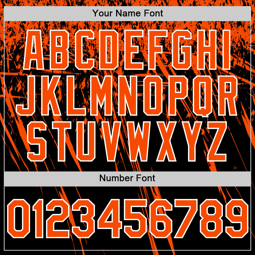 Custom Black Orange-White Distressed Scratch Brush Stroke Authentic Baseball Jersey