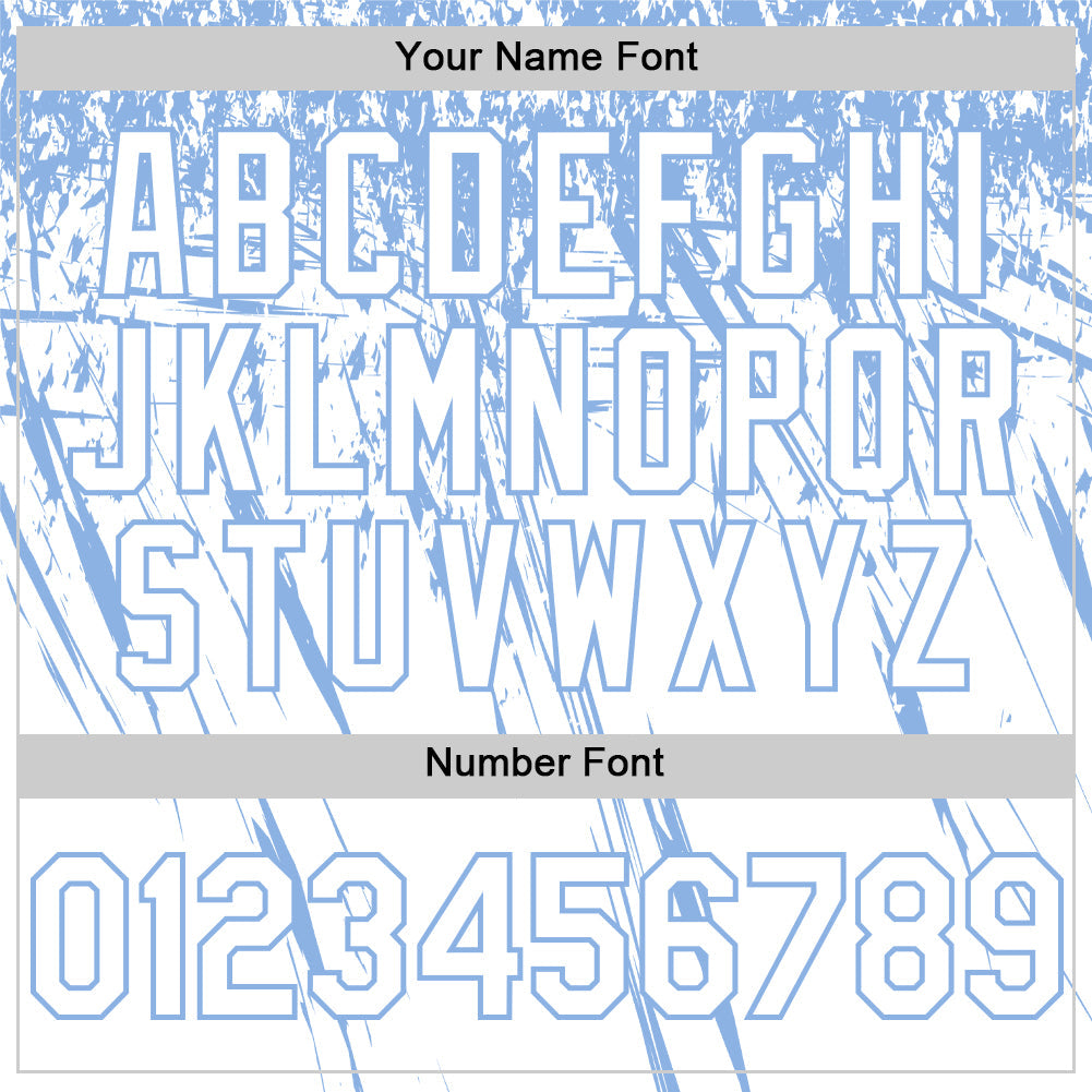 Custom White Light Blue Distressed Scratch Brush Stroke Authentic Baseball Jersey