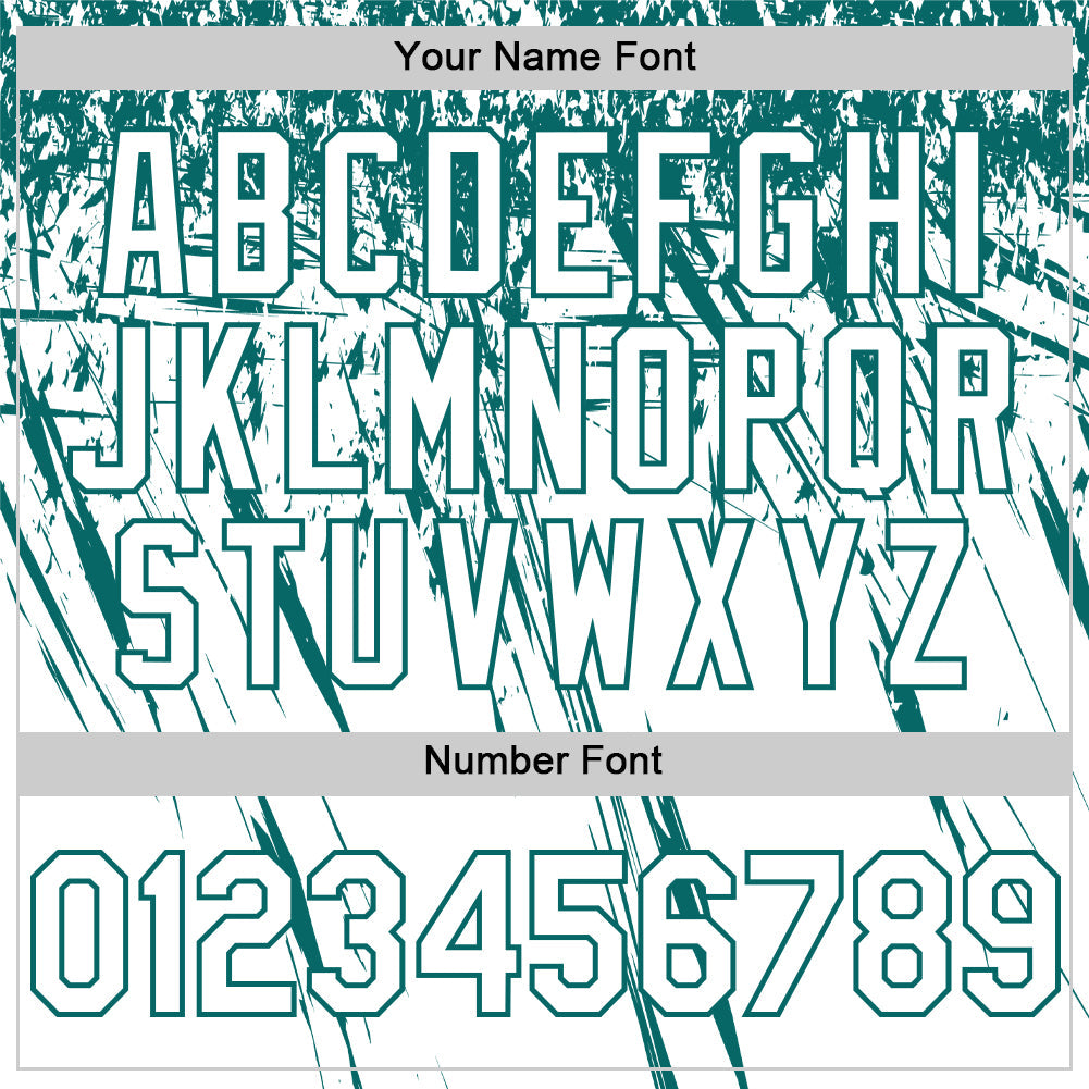 Custom White Teal Distressed Scratch Brush Stroke Authentic Baseball Jersey