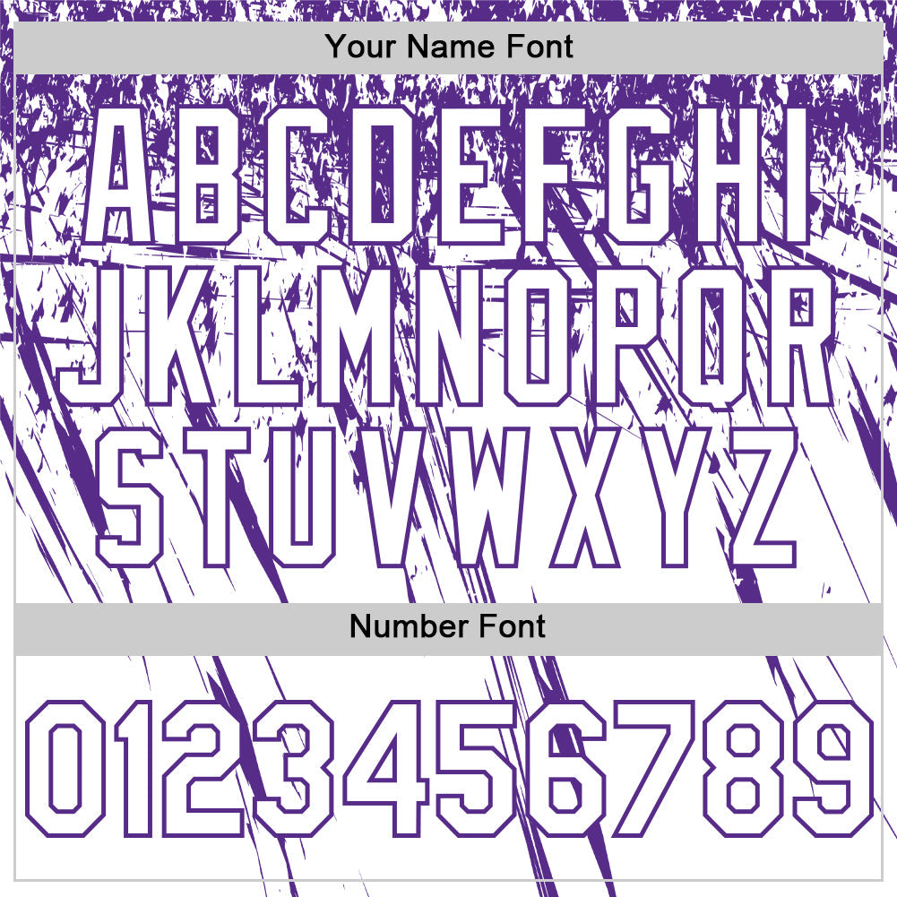 Custom White Purple Distressed Scratch Brush Stroke Authentic Baseball Jersey