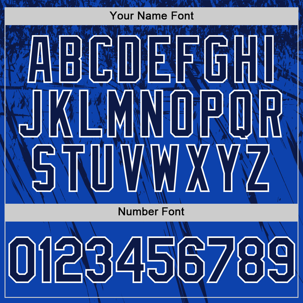Custom Thunder Blue Navy-White Distressed Scratch Brush Stroke Authentic Baseball Jersey