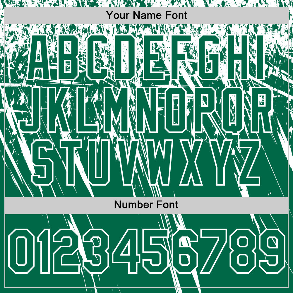 Custom Kelly Green White Distressed Scratch Brush Stroke Authentic Baseball Jersey