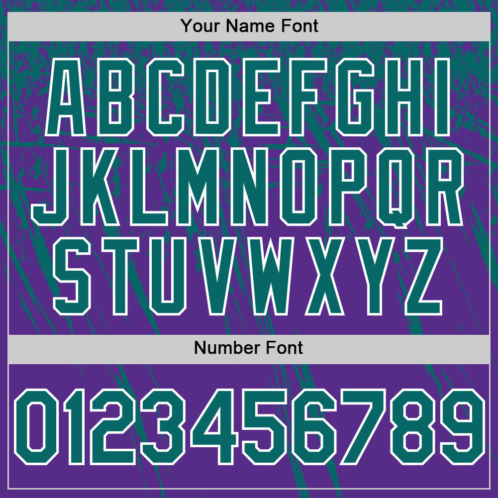 Custom Purple Teal-White Distressed Scratch Brush Stroke Authentic Baseball Jersey