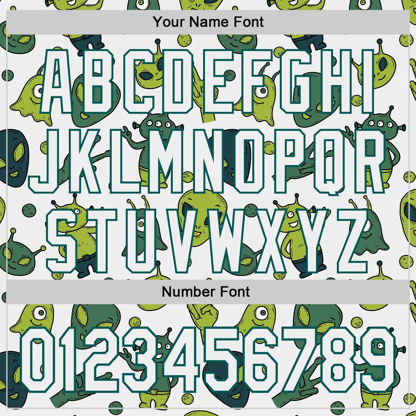 Custom White Midnight Green Cartoon Alien Authentic Baseball Jersey