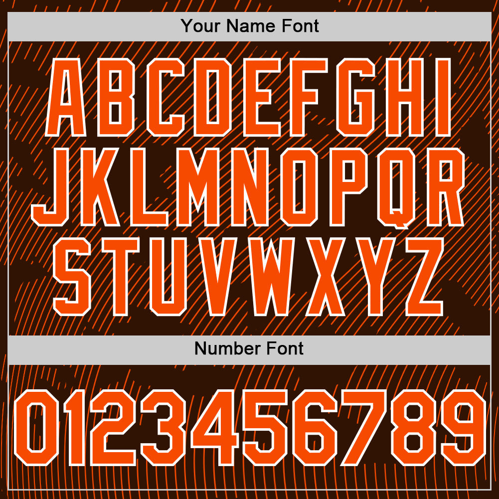 Custom Brown Orange-White Curve Lines Authentic Baseball Jersey