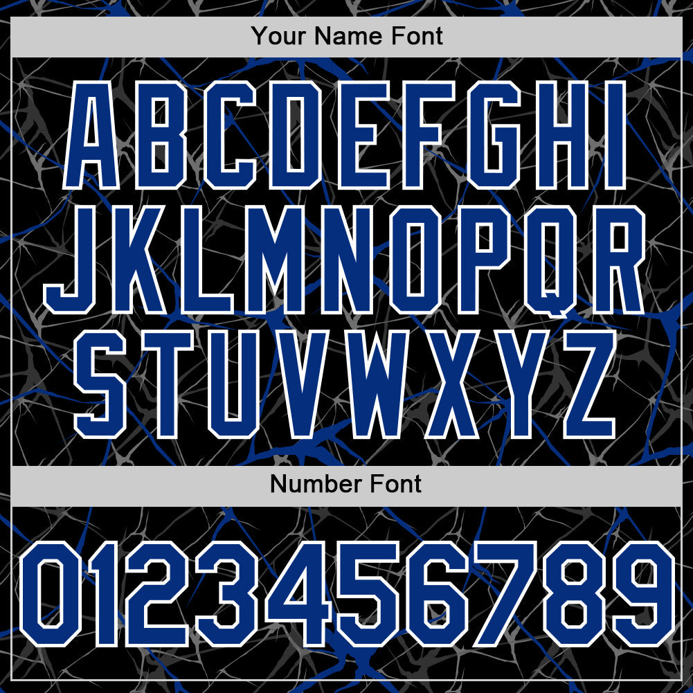 Custom Black Royal-White 3D Pattern Design Abstract Network Authentic Baseball Jersey