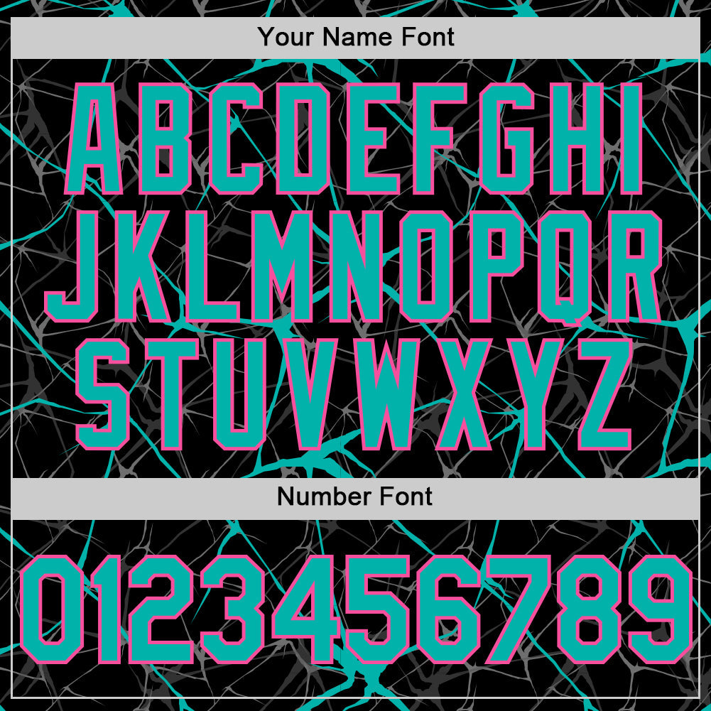 Custom Black Aqua-Pink 3D Pattern Design Abstract Network Authentic Baseball Jersey