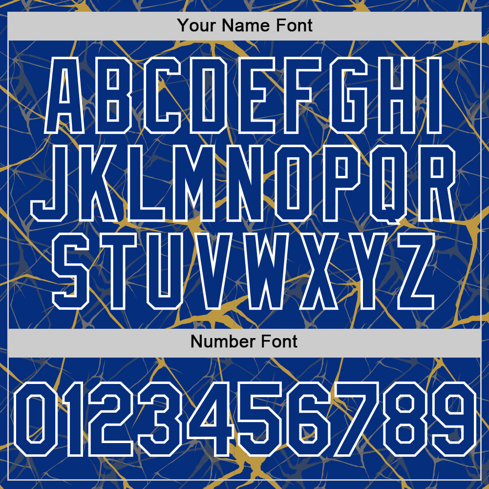 Custom Royal Old Gold-White 3D Pattern Design Abstract Network Authentic Baseball Jersey