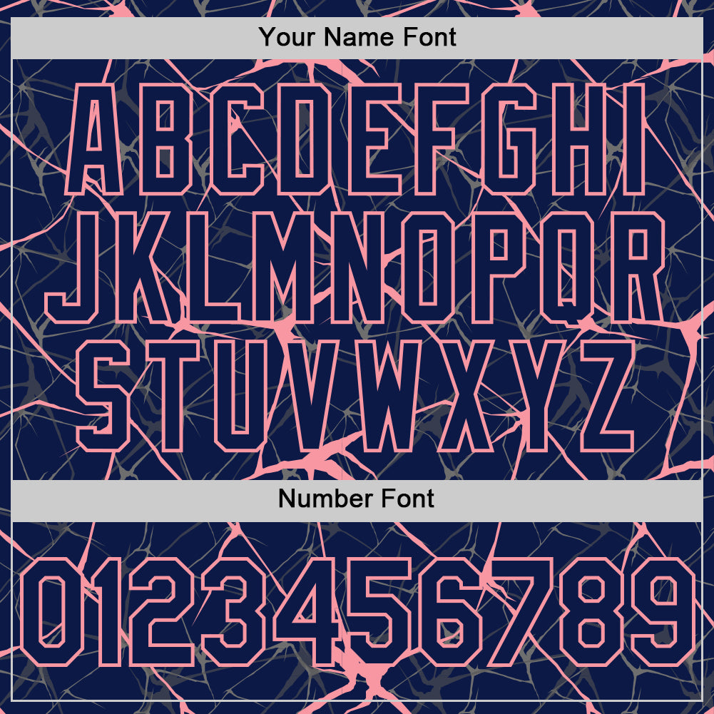 Custom Navy Medium Pink 3D Pattern Design Abstract Network Authentic Baseball Jersey