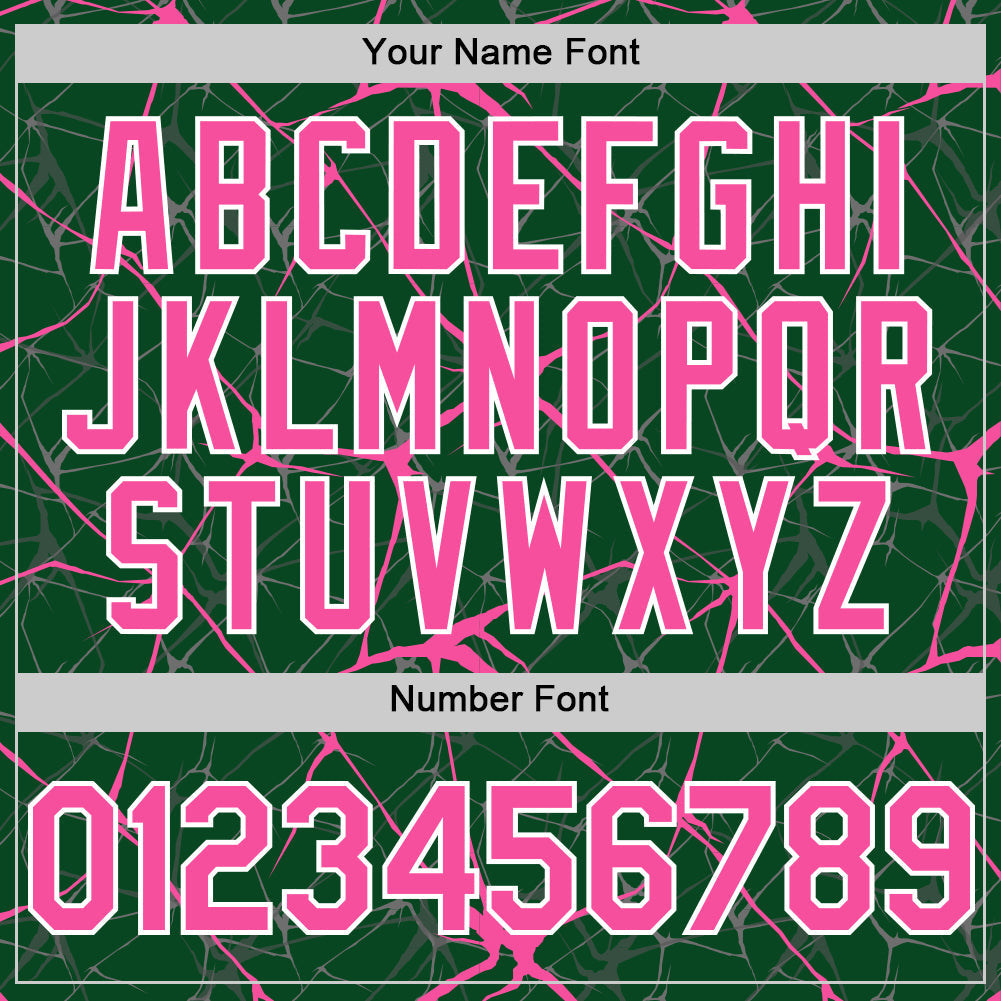 Custom Green Pink-White 3D Pattern Design Abstract Network Authentic Baseball Jersey