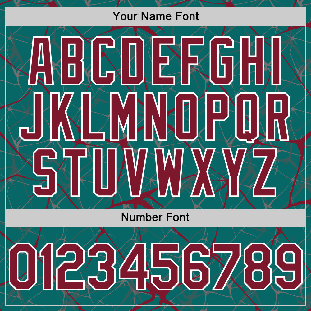 Custom Teal Crimson-White 3D Pattern Design Abstract Network Authentic Baseball Jersey