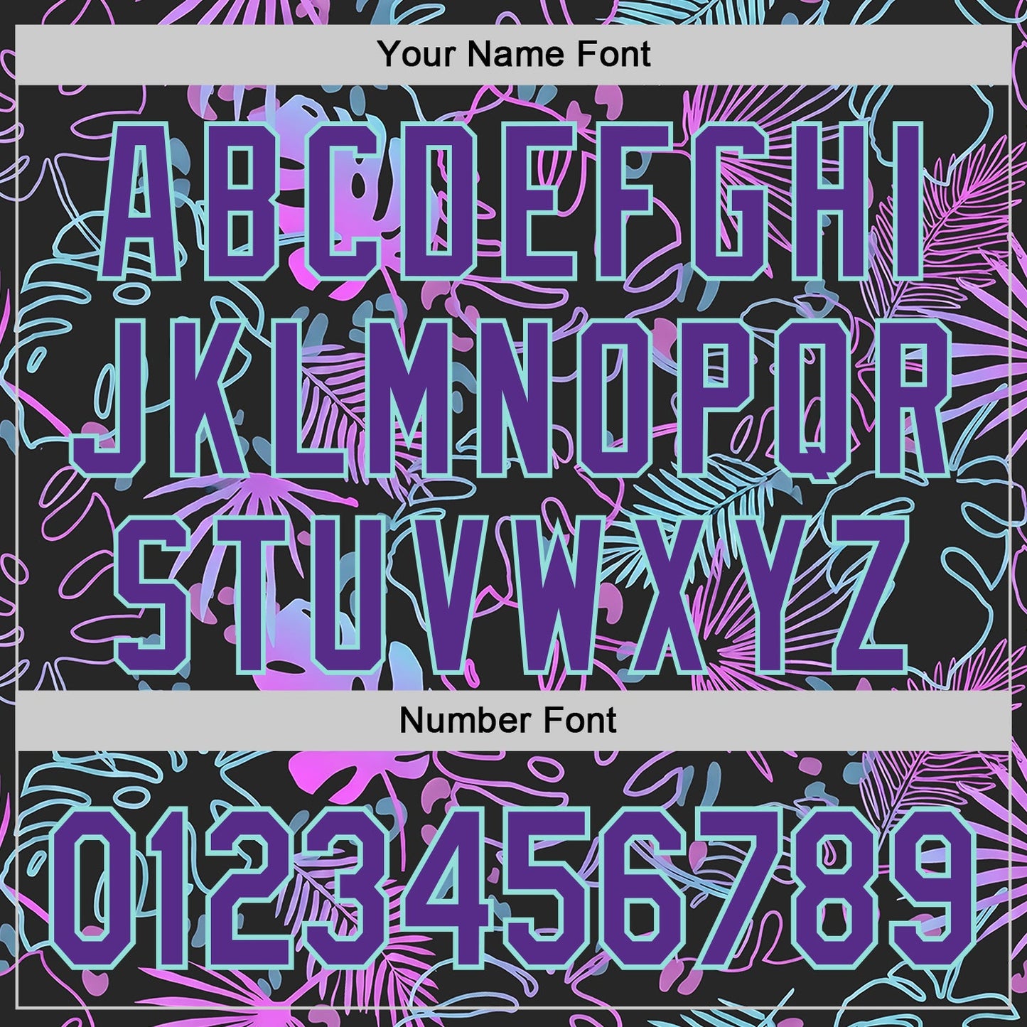Custom Black Purple-Ice Blue Cyber Tropical Palm Trees Music Festival Authentic Baseball Jersey