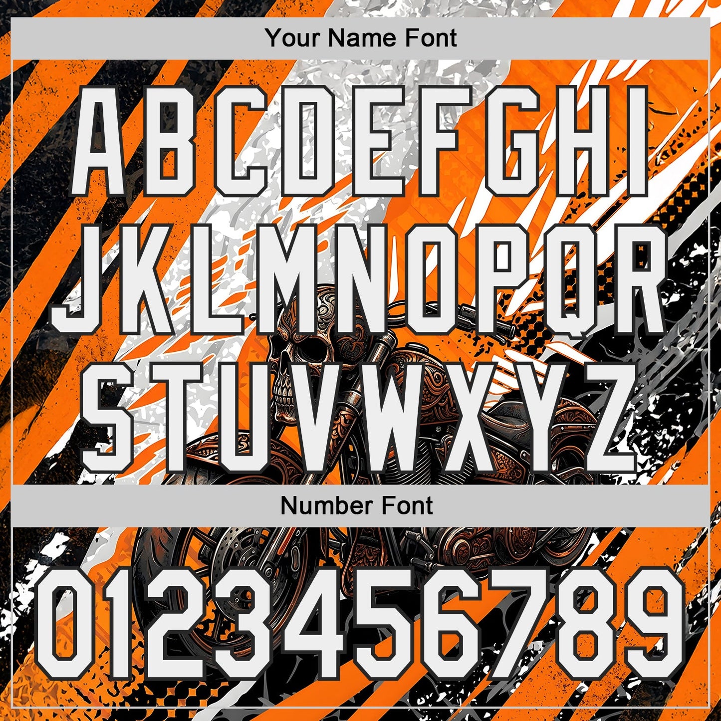 Custom Orange White Gray-Black 3D Pattern Design Motorcycle Motocross Skull Authentic Baseball Jersey
