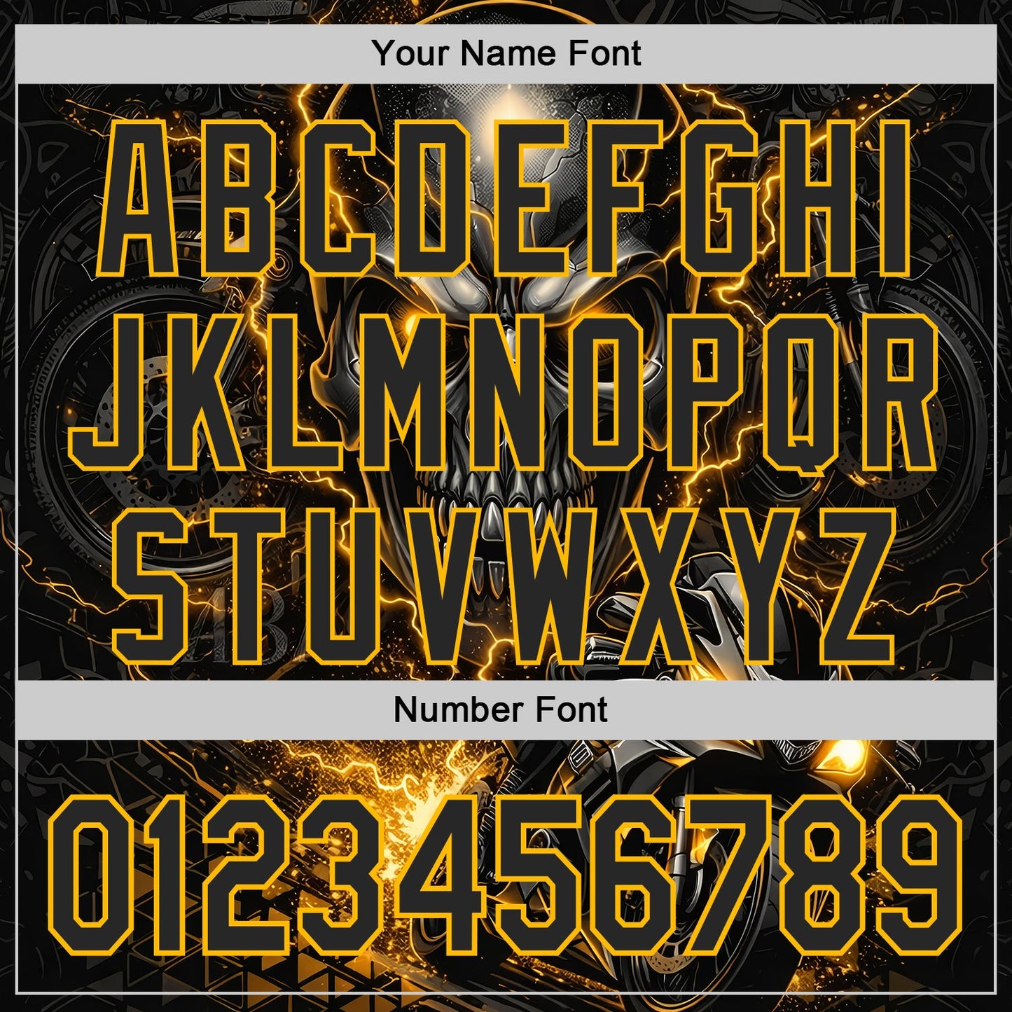 Custom Black-Gold 3D Pattern Design Motorcycle Motocross Skull Authentic Baseball Jersey