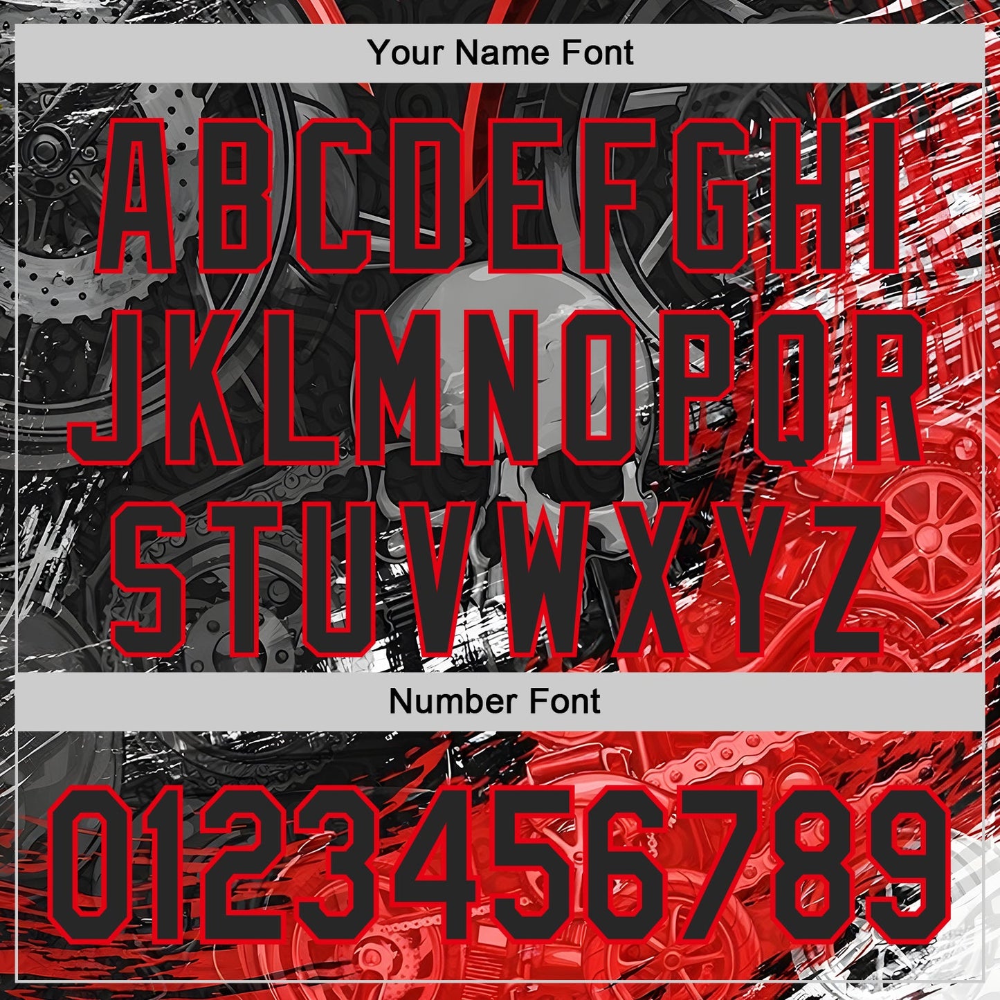 Custom Black-Fire Red 3D Pattern Design Motorcycle Motocross Skull Authentic Baseball Jersey