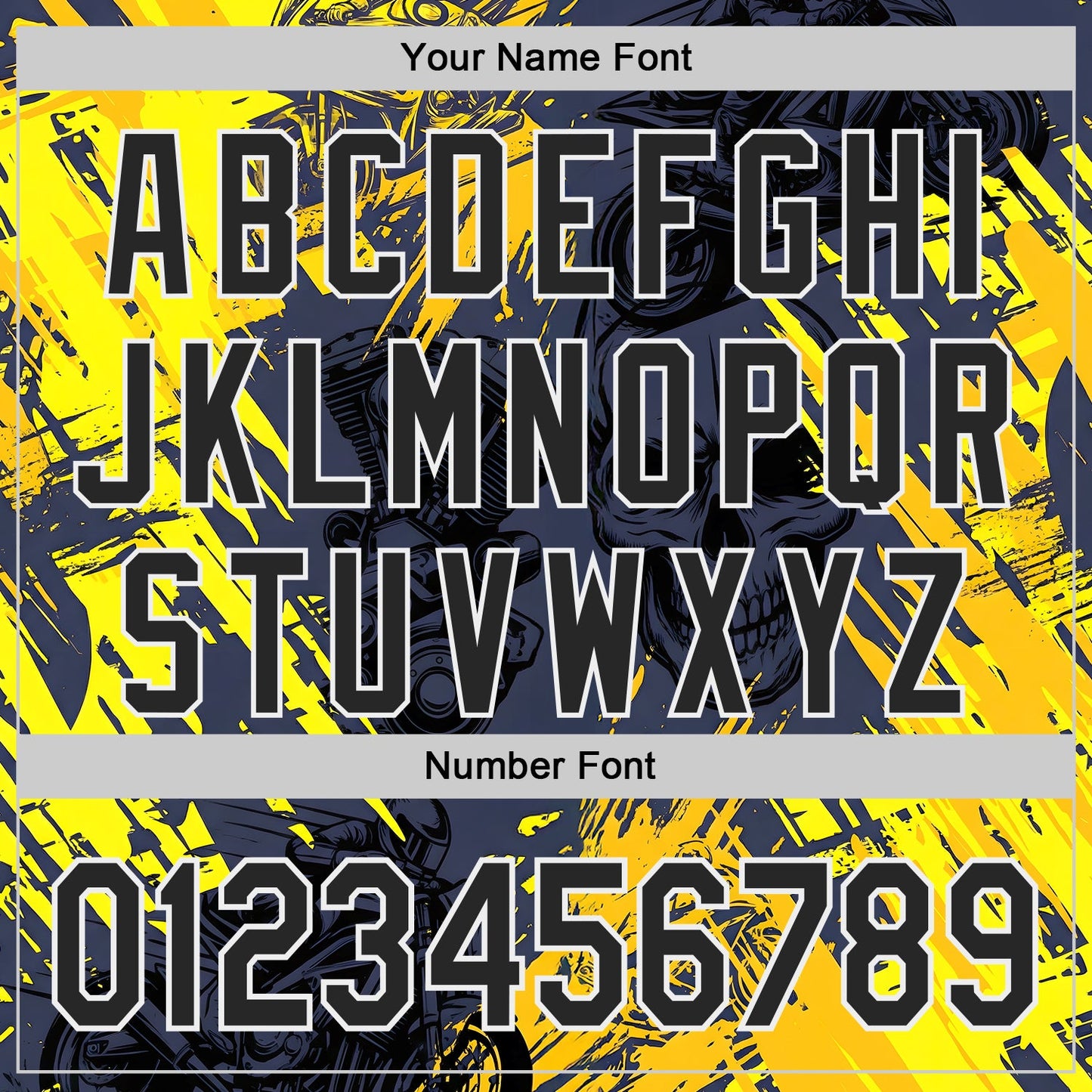 Custom Navy Black Yellow-White 3D Pattern Design Motorcycle Motocross Skull Authentic Baseball Jersey