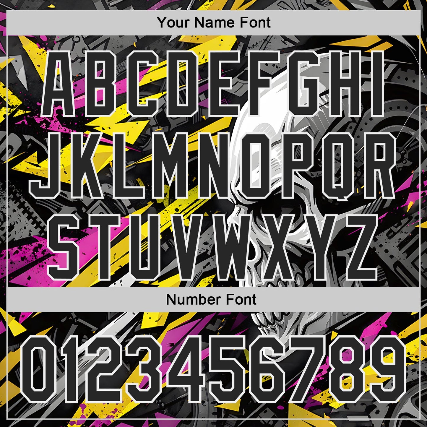 Custom Black Yellow Deep Pink-White 3D Pattern Design Motorcycle Motocross Skull Authentic Baseball Jersey