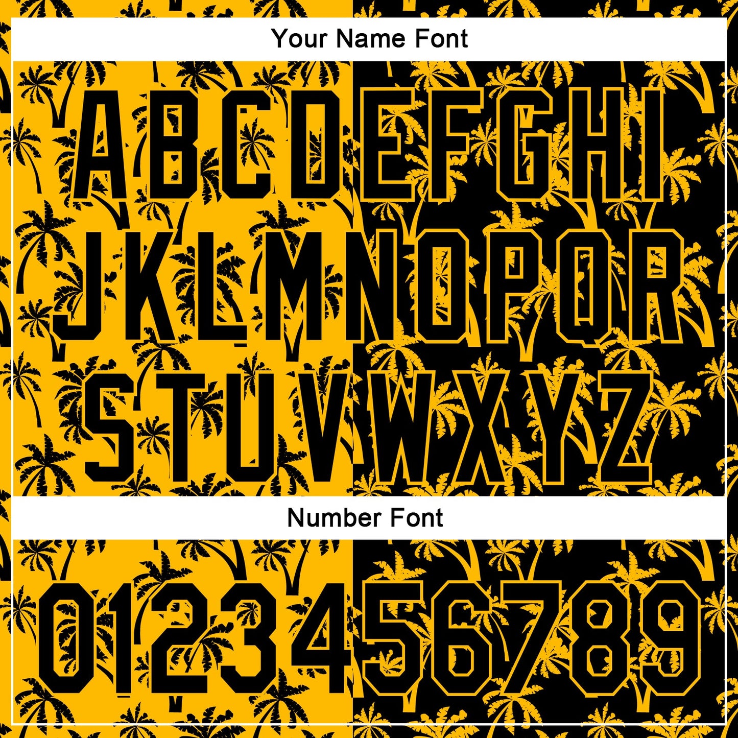 Custom Gold Black 3D Pattern Design Tropical Hawaii Palm Trees Authentic Baseball Jersey