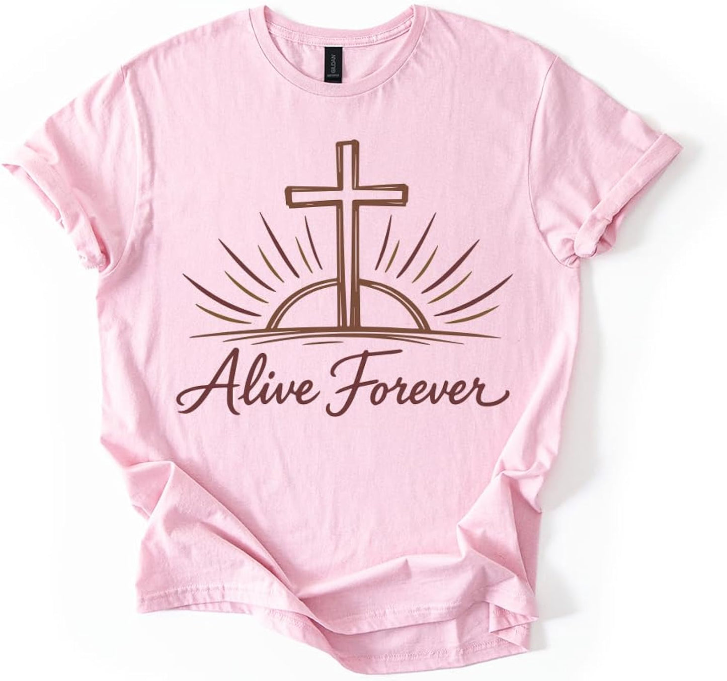 Alive Forever Christian Easter T Shirt Cross Resurrection Faith Religious Graphic Tee