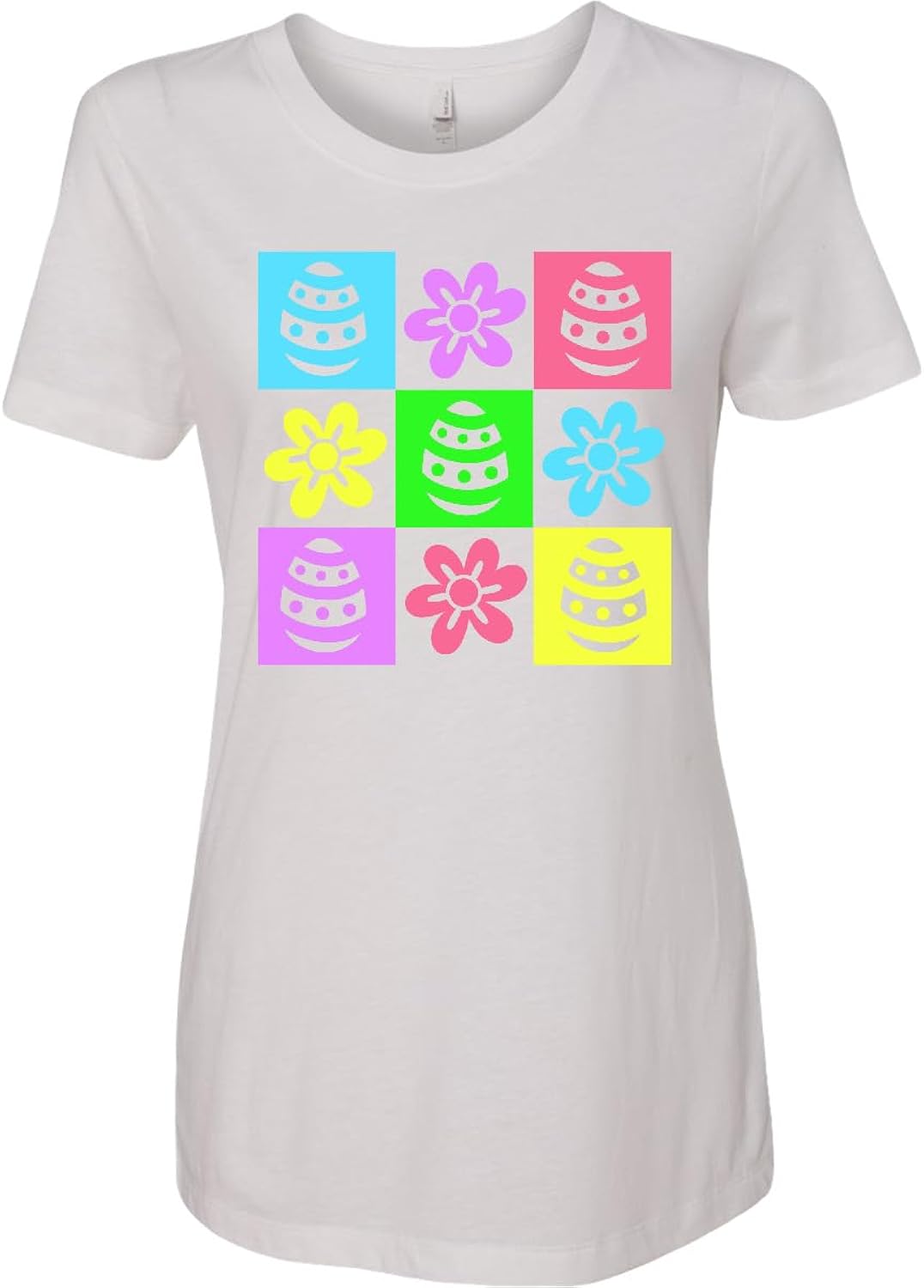 Easter Eggs and Flower Cutout Grid in Pastels Women's T-Shirt