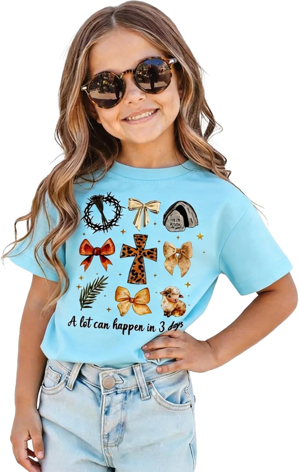 Toddler Girls Easter Christian T-Shirt A Lot Can Happen in 3 Days Shirt Kids Religious Graphic Tee Short Sleeve Top