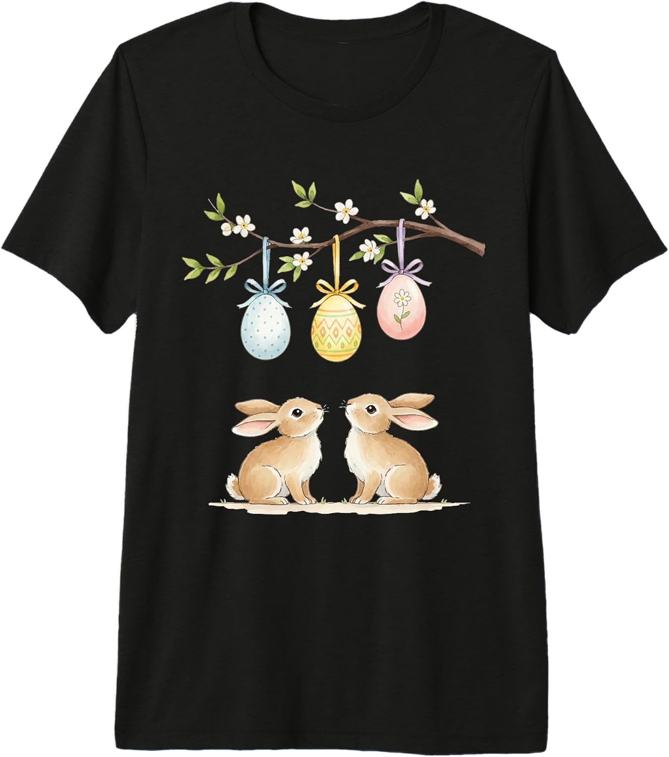 Cute Easter Bunny Pastel Eggs Spring Holiday Design Premium Tri-Blend T-Shirt