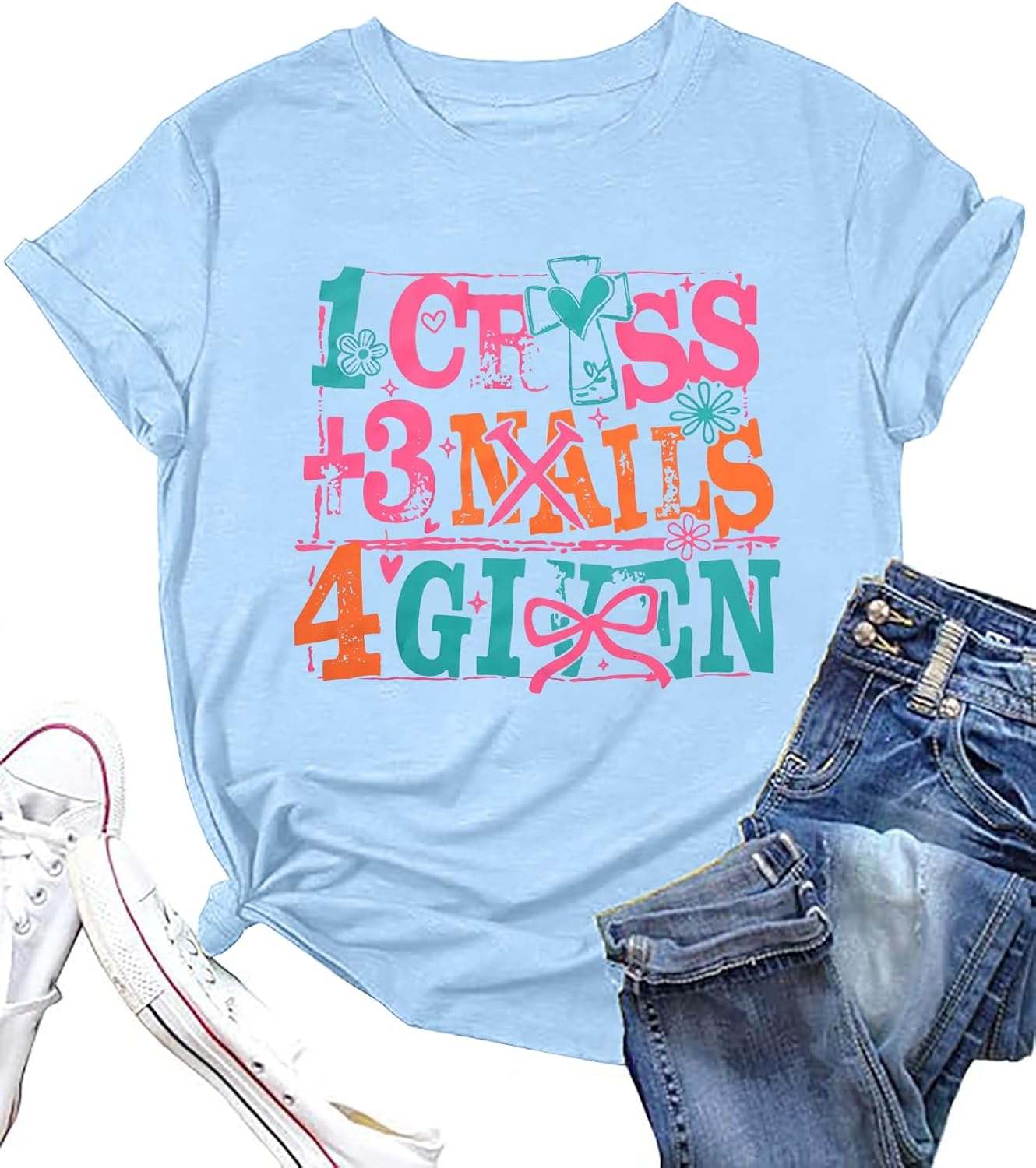 Happy Easter Shirts for Women 1 Cross 3 Nails 4 Given T Shirt Christian Easter Shirt Funny Bible Verse Tee