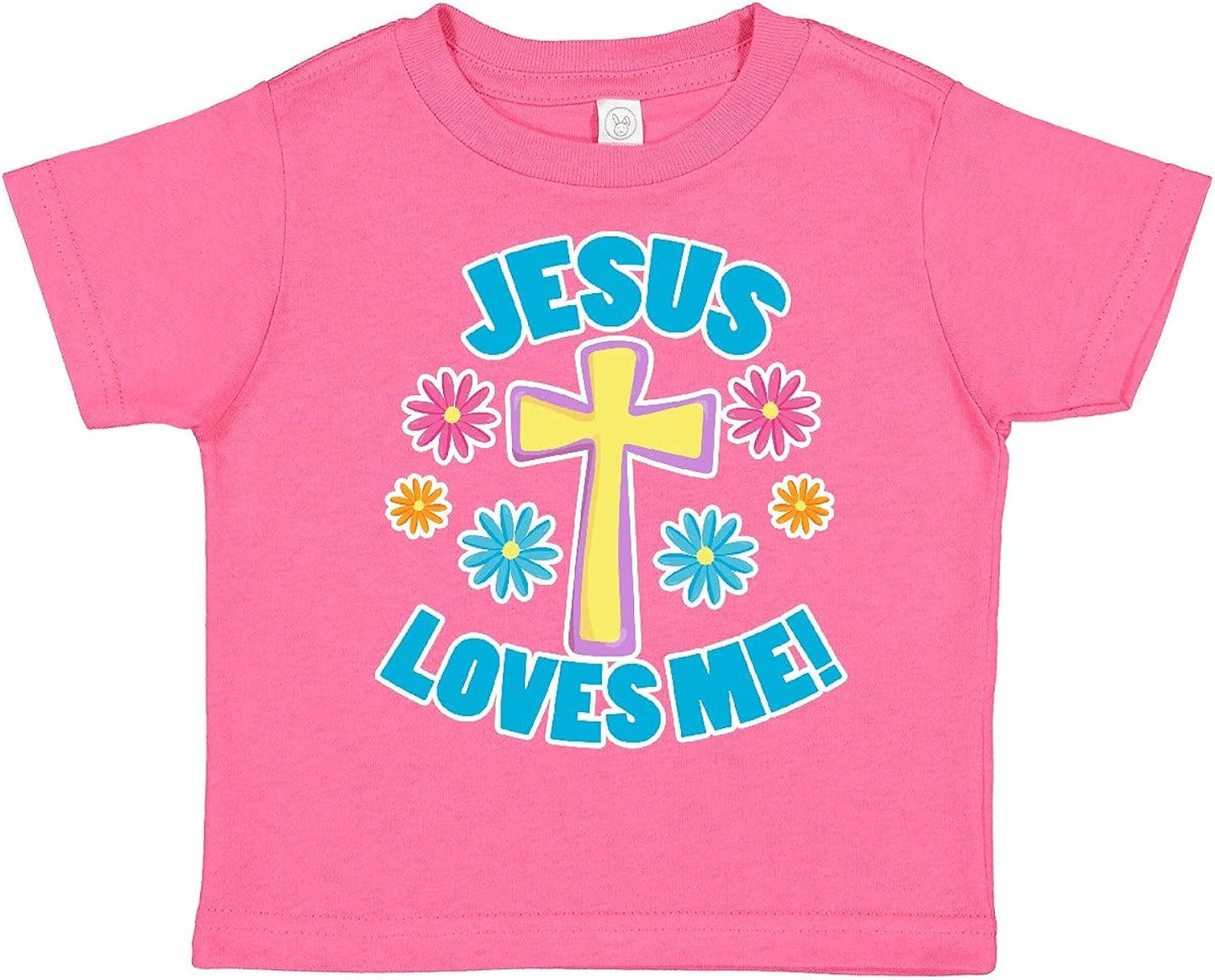 Easter Jesus Loves Me with Cross and Flowers Toddler T-Shirt