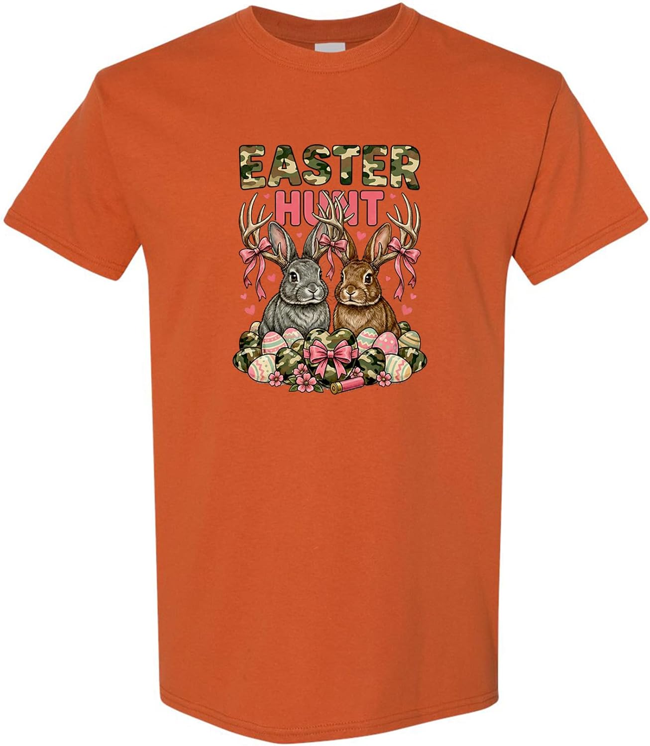 Easter Hunt Bunny Antlers Egg Hunting Shirt Cute Spring T-Shirt for Men Women Adults Pastel Floral Graphic