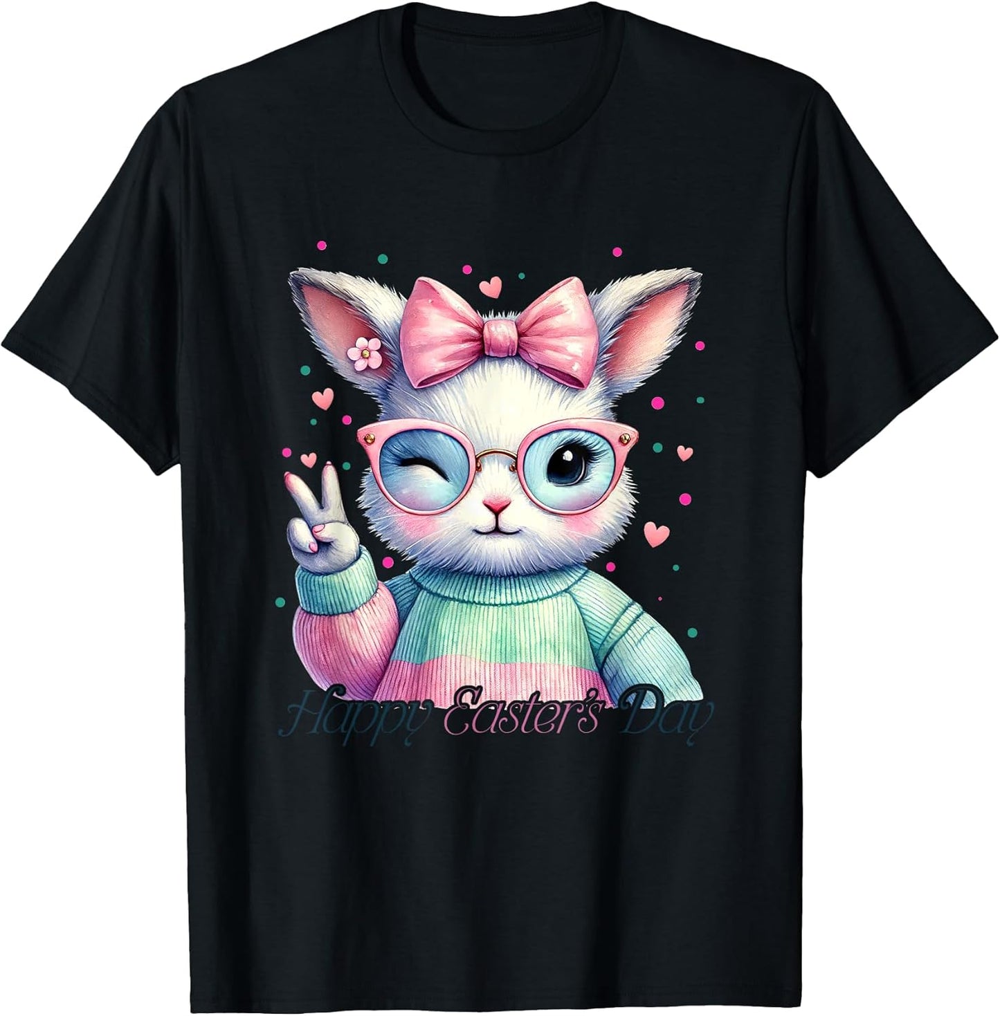 Happy Easter's Day Cute Bunny Pastel Colors T-Shirt