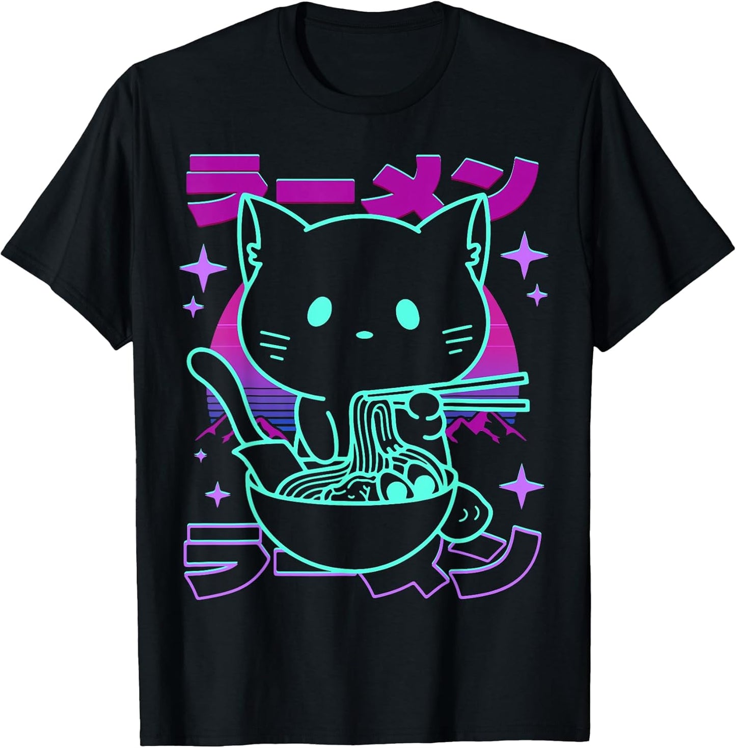 Anime Ramen Cat Retro Japanese Noodles Aesthetic