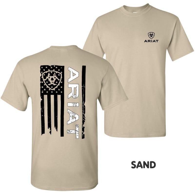 Ariat T-shirt 2-sided Ariat T-shirt For Men, American Flag and Rifle Graphic, American Flag Design, Mens Western Wear,...