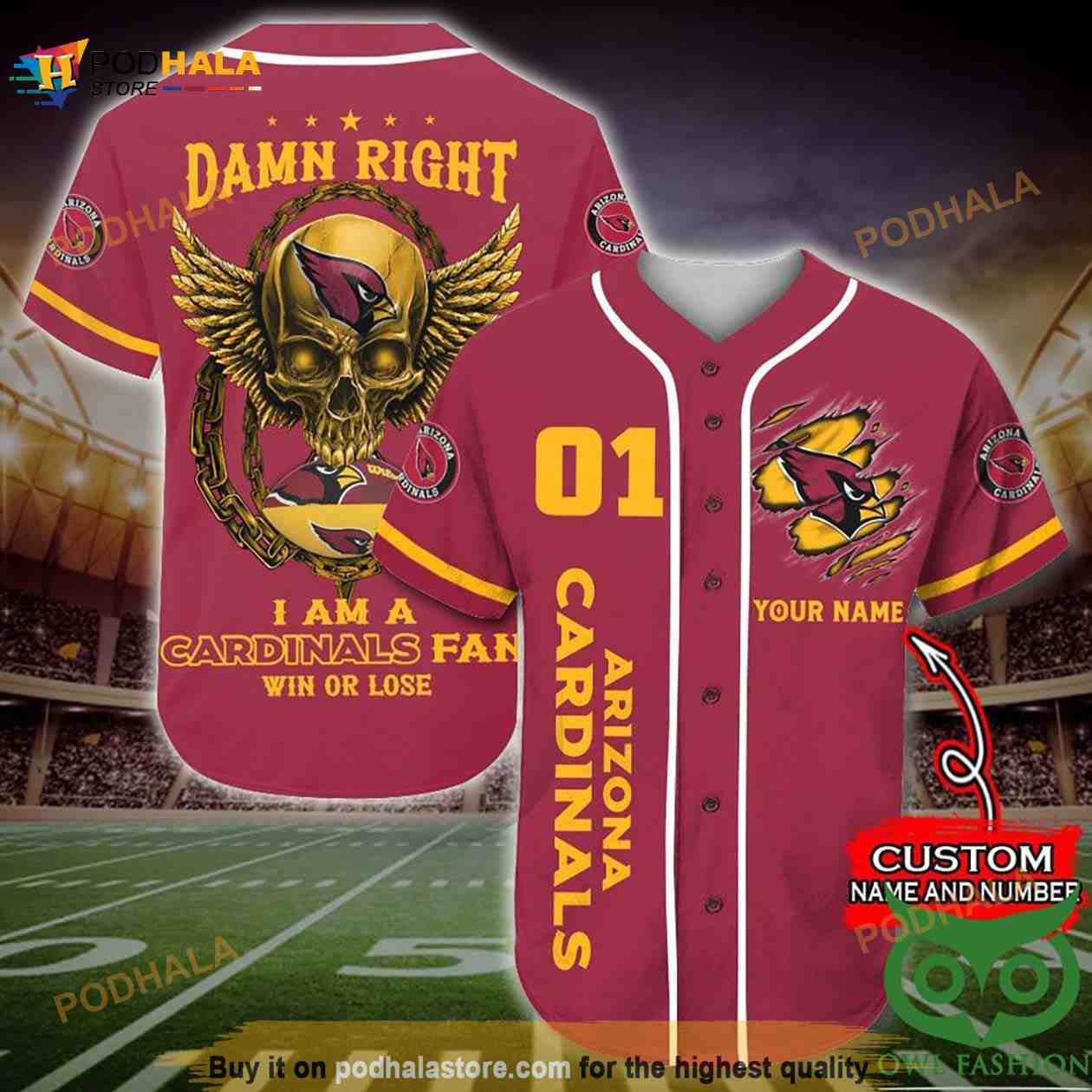 Arizona Cardinals 3D Baseball Jersey Personalized Gift, Custom Name Number