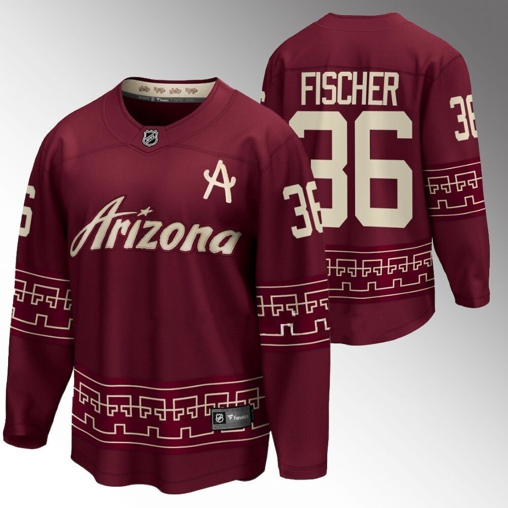 Arizona Coyotes #36 Christian Fischer 2022-23 Desert Night Alternate Garnet Jersey