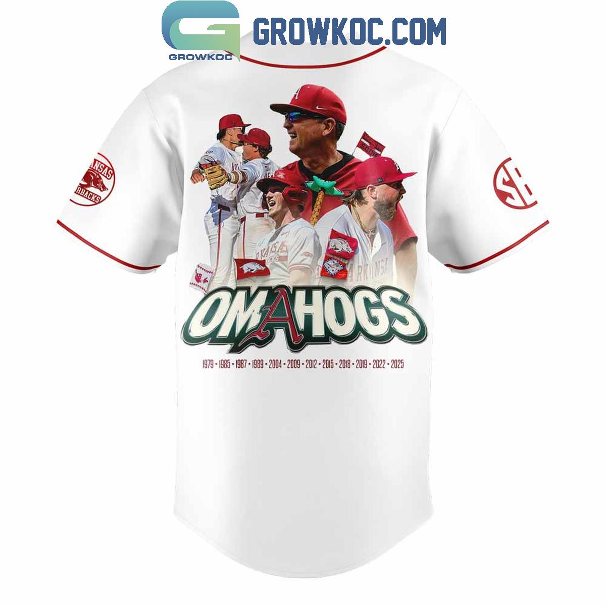Arkansas Razorbacks Omahogs Champions White Baseball Jersey