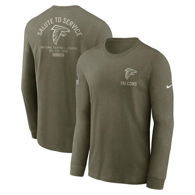Atlanta Falcons Olive 2025 Salute to Service Sideline Long Sleeve T-Shirt
