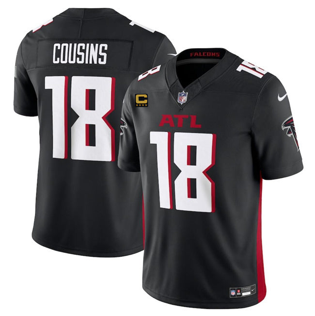 Atlanta Falcons #18 Kirk Cousins Black 2024 F.U.S.E With 4-Star C Patch Vapor