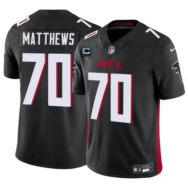 Atlanta Falcons #70 Jake Matthews Black 2024 F.U.S.E With 4-Star C Patch Vapor