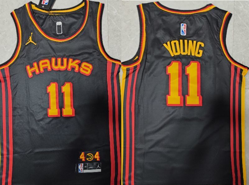 Atlanta Hawks #11 Trae Young 22-23 Season Hawks Team 11 # Trae Young Black Jersey