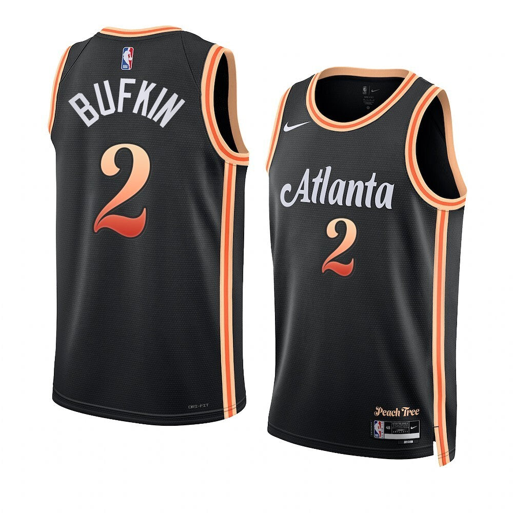 Atlanta Hawks #2 Kobe Bufkin 2023 NBA Draft Men Black Jersey 2022-2023 City Edition