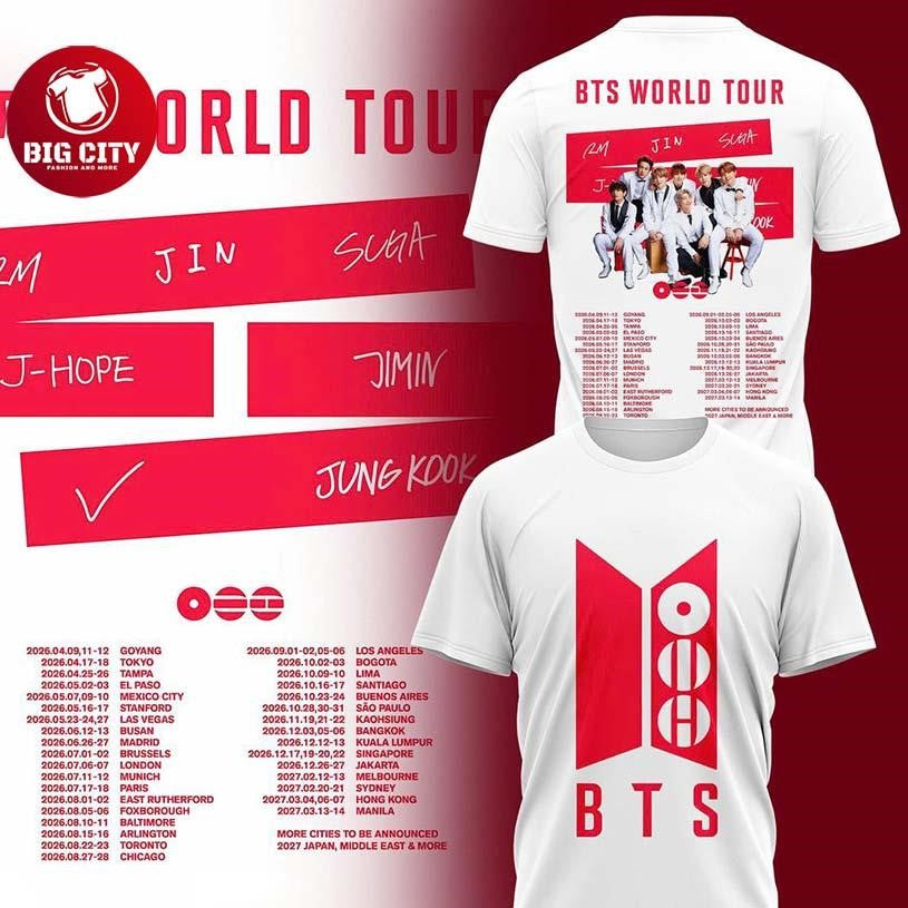 BTS World Tour 2026 Come Back Army Celebration Two Sided Shirt