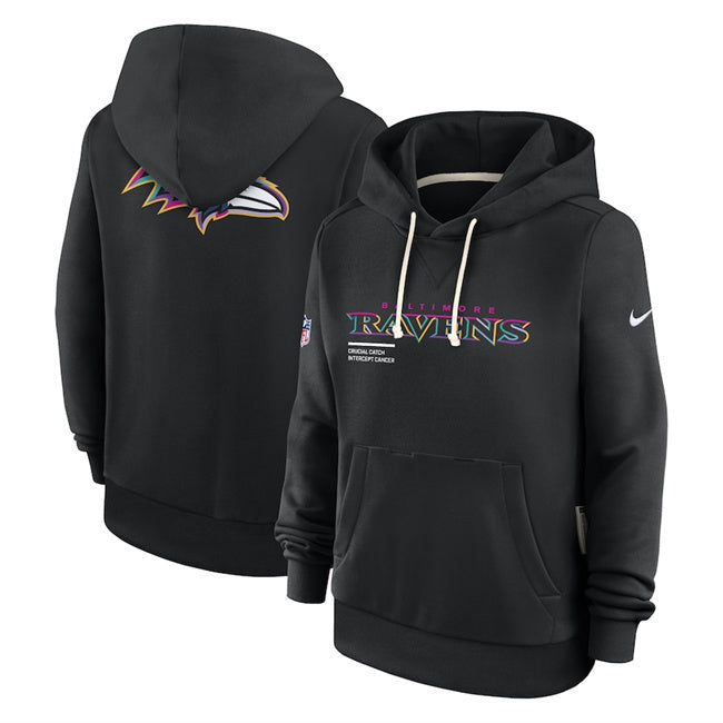 Baltimore Ravens Black 2025 Crucial Catch Club Pullover Hoodie(Run Small)