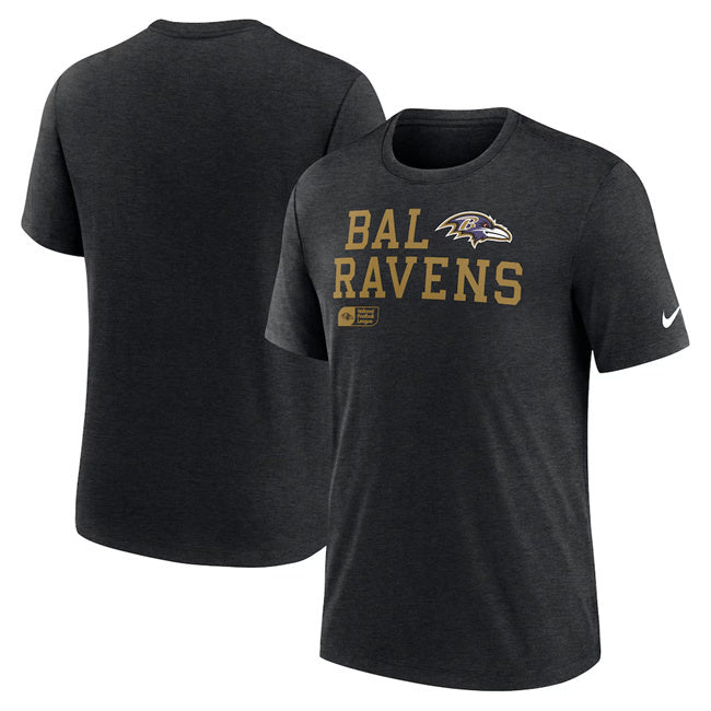 Baltimore Ravens Black Overlap Lockup Tri-Blend T-Shirt